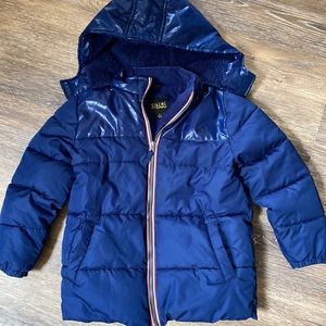 Boys blue Puffer Jacket w Hood small